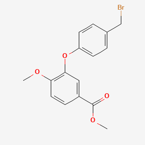 molecular formula C16H15BrO4 B3233334 Methyl 3-(4-(bromomethyl)phenoxy)-4-methoxybenzoate CAS No. 135303-89-8