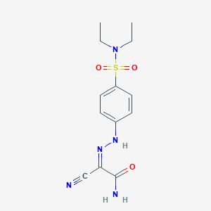 molecular formula C13H17N5O3S B323334 2-Cyano-2-({4-[(diethylamino)sulfonyl]phenyl}hydrazono)acetamide 