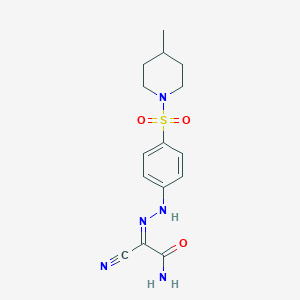 molecular formula C15H19N5O3S B323335 2-Cyano-2-({4-[(4-methyl-1-piperidinyl)sulfonyl]phenyl}hydrazono)acetamide 