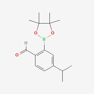 molecular formula C16H23BO3 B3233368 4-Isopropyl-2-(4,4,5,5-tetramethyl-1,3,2-dioxaborolan-2-yl)benzaldehyde CAS No. 1353580-66-1