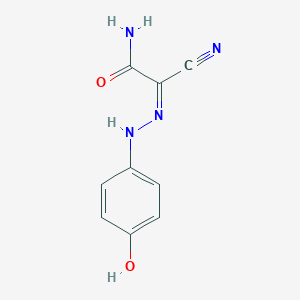 molecular formula C9H8N4O2 B323338 2-Cyano-2-[(4-hydroxyphenyl)hydrazono]acetamide 