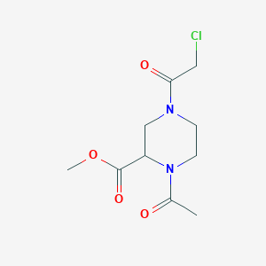 molecular formula C10H15ClN2O4 B3233400 1-Acetyl-4-(2-chloro-acetyl)-piperazine-2-carboxylic acid methyl ester CAS No. 1353943-47-1