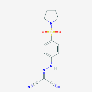 molecular formula C13H13N5O2S B323343 2-[[4-(1-吡咯烷基磺酰基)苯基]肼亚基]丙二腈 