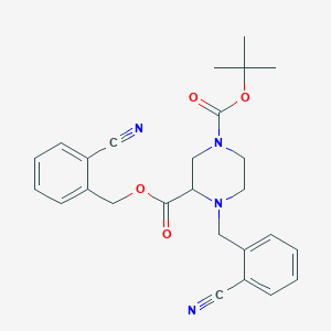 molecular formula C26H28N4O4 B3233435 1-tert-Butyl 3-(2-cyanobenzyl) 4-(2-cyanobenzyl)piperazine-1,3-dicarboxylate CAS No. 1353944-07-6
