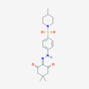 molecular formula C20H27N3O4S B323347 5,5-dimethyl-2-[[4-(4-methylpiperidin-1-yl)sulfonylphenyl]hydrazinylidene]cyclohexane-1,3-dione 