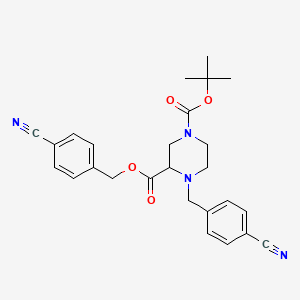 molecular formula C26H28N4O4 B3233540 1-tert-Butyl 3-(4-cyanobenzyl) 4-(4-cyanobenzyl)piperazine-1,3-dicarboxylate CAS No. 1353945-99-9