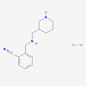 molecular formula C14H20ClN3 B3233541 2-(((Piperidin-3-ylmethyl)amino)methyl)benzonitrile hydrochloride CAS No. 1353946-10-7