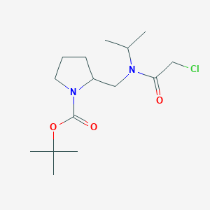 molecular formula C15H27ClN2O3 B3233560 2-{[(2-Chloro-acetyl)-isopropyl-amino]-methyl}-pyrrolidine-1-carboxylic acid tert-butyl ester CAS No. 1353946-25-4
