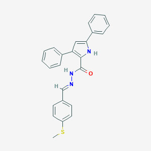 molecular formula C25H21N3OS B323357 N'-[4-(methylsulfanyl)benzylidene]-3,5-diphenyl-1H-pyrrole-2-carbohydrazide 