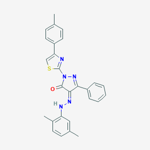 molecular formula C27H23N5OS B323362 (4Z)-4-[(2,5-dimethylphenyl)hydrazinylidene]-2-[4-(4-methylphenyl)-1,3-thiazol-2-yl]-5-phenylpyrazol-3-one 