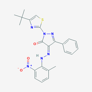 molecular formula C23H22N6O3S B323364 (4Z)-2-(4-tert-butyl-1,3-thiazol-2-yl)-4-[(2-methyl-6-nitrophenyl)hydrazinylidene]-5-phenylpyrazol-3-one 