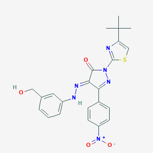 molecular formula C23H22N6O4S B323365 (4E)-2-(4-tert-butyl-1,3-thiazol-2-yl)-4-[[3-(hydroxymethyl)phenyl]hydrazinylidene]-5-(4-nitrophenyl)pyrazol-3-one 