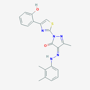 molecular formula C21H19N5O2S B323366 (4Z)-4-[(2,3-dimethylphenyl)hydrazinylidene]-2-[4-(2-hydroxyphenyl)-1,3-thiazol-2-yl]-5-methylpyrazol-3-one 