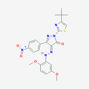 (4E)-2-(4-tert-butyl-1,3-thiazol-2-yl)-4-[(2,5-dimethoxyphenyl)hydrazinylidene]-5-(4-nitrophenyl)pyrazol-3-one