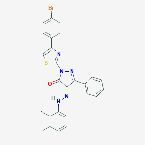 molecular formula C26H20BrN5OS B323368 (4Z)-2-[4-(4-bromophenyl)-1,3-thiazol-2-yl]-4-[(2,3-dimethylphenyl)hydrazinylidene]-5-phenylpyrazol-3-one 
