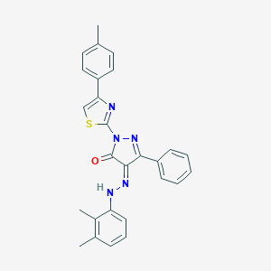 molecular formula C27H23N5OS B323372 (4Z)-4-[(2,3-dimethylphenyl)hydrazinylidene]-2-[4-(4-methylphenyl)-1,3-thiazol-2-yl]-5-phenylpyrazol-3-one 
