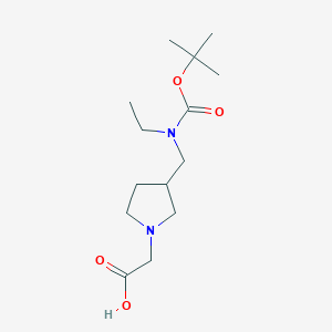 molecular formula C14H26N2O4 B3233732 {3-[(tert-Butoxycarbonyl-ethyl-amino)-methyl]-pyrrolidin-1-yl}-acetic acid CAS No. 1353953-45-3