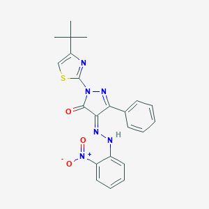 molecular formula C22H20N6O3S B323375 (4E)-2-(4-tert-butyl-1,3-thiazol-2-yl)-4-[(2-nitrophenyl)hydrazinylidene]-5-phenylpyrazol-3-one 