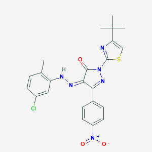 molecular formula C23H21ClN6O3S B323378 (4Z)-2-(4-tert-butyl-1,3-thiazol-2-yl)-4-[(5-chloro-2-methylphenyl)hydrazinylidene]-5-(4-nitrophenyl)pyrazol-3-one 