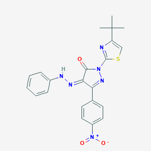 molecular formula C22H20N6O3S B323380 (4Z)-2-(4-tert-butyl-1,3-thiazol-2-yl)-5-(4-nitrophenyl)-4-(phenylhydrazinylidene)pyrazol-3-one 