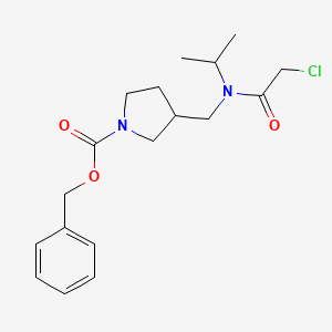 molecular formula C18H25ClN2O3 B3233804 3-{[(2-Chloro-acetyl)-isopropyl-amino]-methyl}-pyrrolidine-1-carboxylic acid benzyl ester CAS No. 1353954-54-7