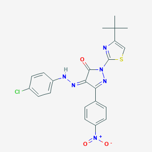 molecular formula C22H19ClN6O3S B323381 (4Z)-2-(4-tert-butyl-1,3-thiazol-2-yl)-4-[(4-chlorophenyl)hydrazinylidene]-5-(4-nitrophenyl)pyrazol-3-one 