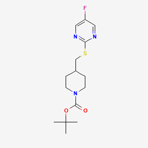 molecular formula C15H22FN3O2S B3233913 4-(5-Fluoro-pyrimidin-2-ylsulfanylmethyl)-piperidine-1-carboxylic acid tert-butyl ester CAS No. 1353958-24-3