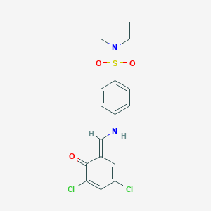 4-[[(E)-(3,5-dichloro-6-oxocyclohexa-2,4-dien-1-ylidene)methyl]amino]-N,N-diethylbenzenesulfonamide