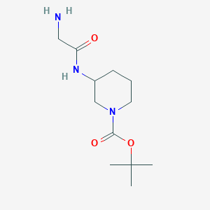molecular formula C12H23N3O3 B3234017 3-(2-Amino-acetylamino)-piperidine-1-carboxylic acid tert-butyl ester CAS No. 1353961-21-3