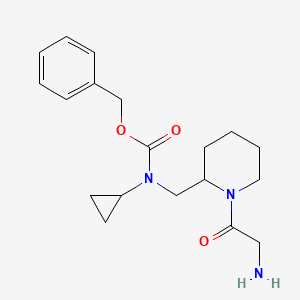 molecular formula C19H27N3O3 B3234052 [1-(2-Amino-acetyl)-piperidin-2-ylmethyl]-cyclopropyl-carbamic acid benzyl ester CAS No. 1353962-39-6