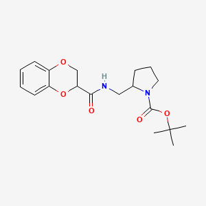 molecular formula C19H26N2O5 B3234087 2-{[(2,3-Dihydro-benzo[1,4]dioxine-2-carbonyl)-amino]-methyl}-pyrrolidine-1-carboxylic acid tert-butyl ester CAS No. 1353962-81-8