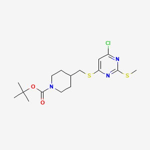 molecular formula C16H24ClN3O2S2 B3234128 4-(6-Chloro-2-methylsulfanyl-pyrimidin-4-ylsulfanylmethyl)-piperidine-1-carboxylic acid tert-butyl ester CAS No. 1353963-88-8