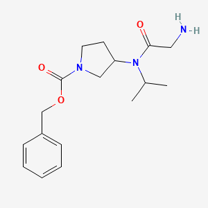 molecular formula C17H25N3O3 B3234158 3-[(2-Amino-acetyl)-isopropyl-amino]-pyrrolidine-1-carboxylic acid benzyl ester CAS No. 1353965-07-7