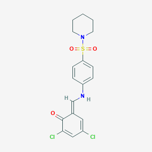 molecular formula C18H18Cl2N2O3S B323418 (6E)-2,4-dichloro-6-[(4-piperidin-1-ylsulfonylanilino)methylidene]cyclohexa-2,4-dien-1-one 