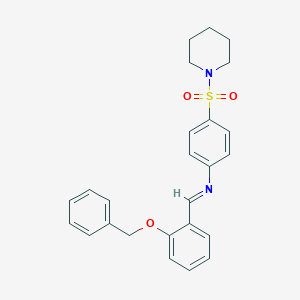 molecular formula C25H26N2O3S B323423 N-[2-(benzyloxy)benzylidene]-4-(1-piperidinylsulfonyl)aniline 