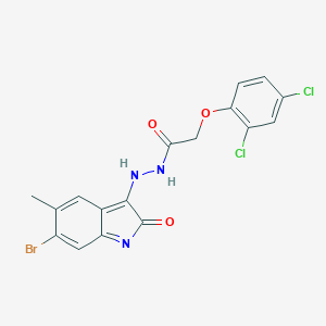 molecular formula C17H12BrCl2N3O3 B323426 N'-(6-bromo-5-methyl-2-oxoindol-3-yl)-2-(2,4-dichlorophenoxy)acetohydrazide 