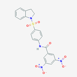 molecular formula C21H16N4O7S B323429 N-[4-(2,3-dihydro-1H-indol-1-ylsulfonyl)phenyl]-3,5-dinitrobenzamide 