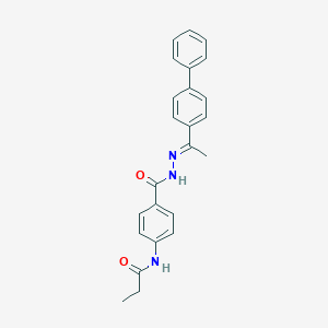 molecular formula C24H23N3O2 B323438 N-[4-({2-[1-(4-biphenylyl)ethylidene]hydrazino}carbonyl)phenyl]propanamide 