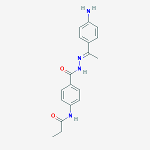 molecular formula C18H20N4O2 B323439 N-[4-({2-[1-(4-aminophenyl)ethylidene]hydrazino}carbonyl)phenyl]propanamide 