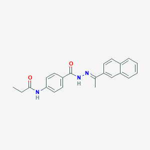 molecular formula C22H21N3O2 B323441 N-[4-({2-[1-(2-naphthyl)ethylidene]hydrazino}carbonyl)phenyl]propanamide 