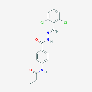 molecular formula C17H15Cl2N3O2 B323445 N-(4-{[2-(2,6-dichlorobenzylidene)hydrazino]carbonyl}phenyl)propanamide 