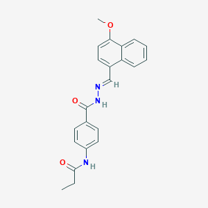 molecular formula C22H21N3O3 B323446 N-[4-({2-[(4-methoxy-1-naphthyl)methylene]hydrazino}carbonyl)phenyl]propanamide 