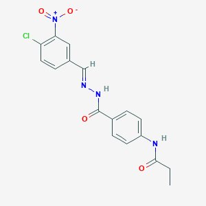 molecular formula C17H15ClN4O4 B323447 N-(4-{[2-(4-chloro-3-nitrobenzylidene)hydrazino]carbonyl}phenyl)propanamide 