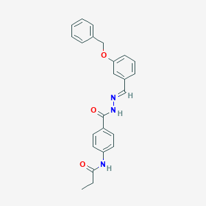 molecular formula C24H23N3O3 B323448 N-[4-({2-[3-(benzyloxy)benzylidene]hydrazino}carbonyl)phenyl]propanamide 