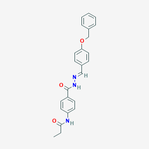 molecular formula C24H23N3O3 B323449 N-[4-({2-[4-(benzyloxy)benzylidene]hydrazino}carbonyl)phenyl]propanamide 