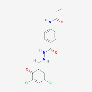 N-[4-[[[(E)-(3,5-dichloro-6-oxocyclohexa-2,4-dien-1-ylidene)methyl]amino]carbamoyl]phenyl]propanamide