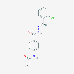 molecular formula C17H16ClN3O2 B323451 N-(4-{[2-(2-chlorobenzylidene)hydrazino]carbonyl}phenyl)propanamide 