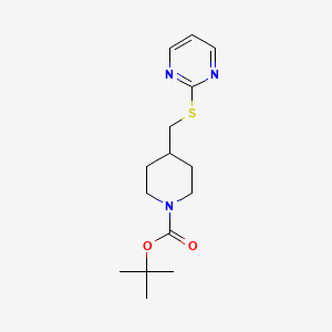 molecular formula C15H23N3O2S B3234520 4-(Pyrimidin-2-ylsulfanylmethyl)-piperidine-1-carboxylic acid tert-butyl ester CAS No. 1353977-22-6