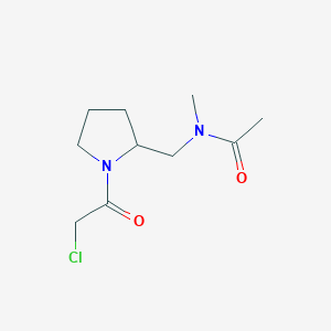 molecular formula C10H17ClN2O2 B3234526 N-[1-(2-Chloro-acetyl)-pyrrolidin-2-ylmethyl]-N-methyl-acetamide CAS No. 1353977-37-3