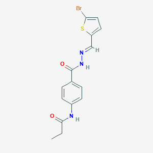 molecular formula C15H14BrN3O2S B323455 N-[4-({2-[(5-bromo-2-thienyl)methylene]hydrazino}carbonyl)phenyl]propanamide 